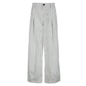 Wide-Leg Striped High-Waisted Trousers