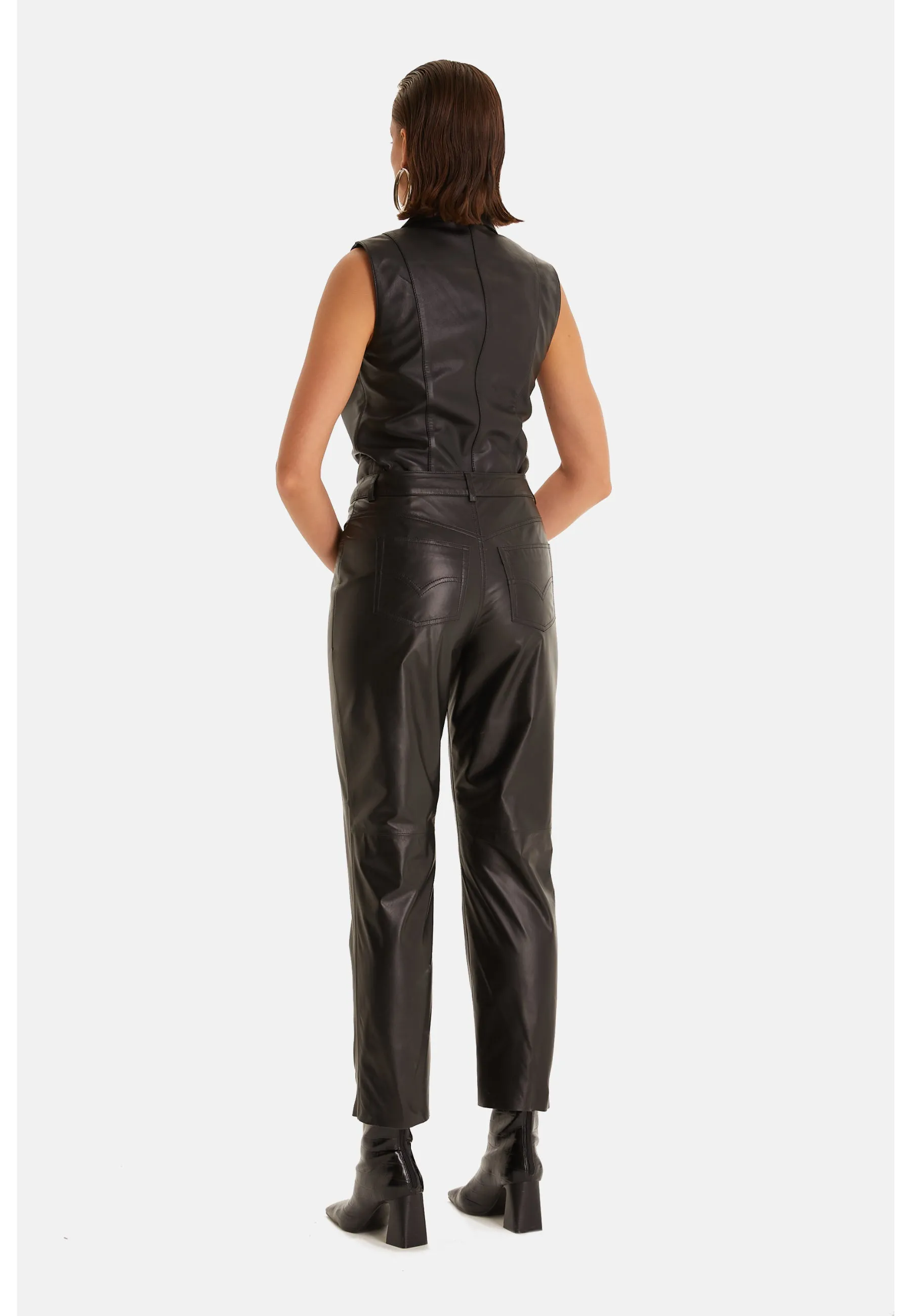 Women's Leather Fashion Pants, Black