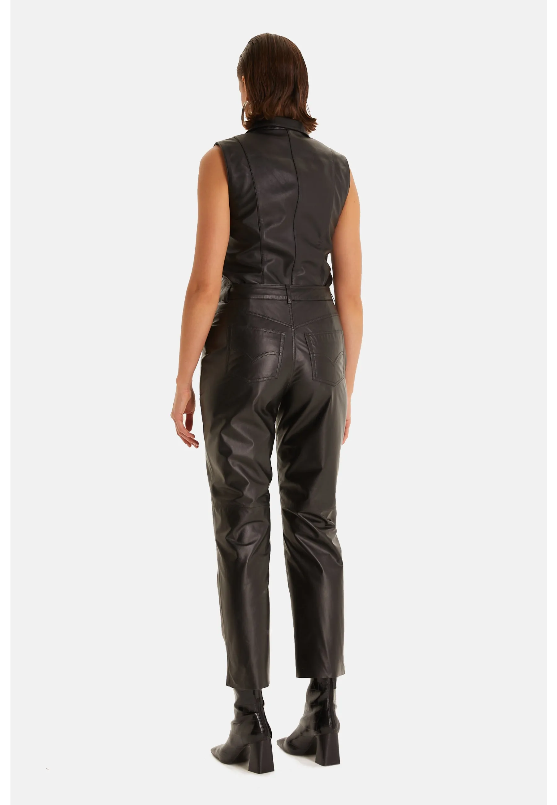 Women's Leather Fashion Pants, Black