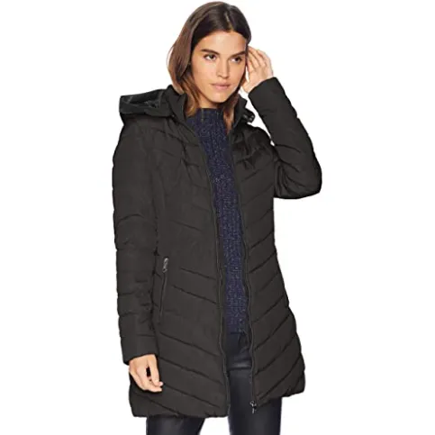 Womens Long Puffer Coat Black