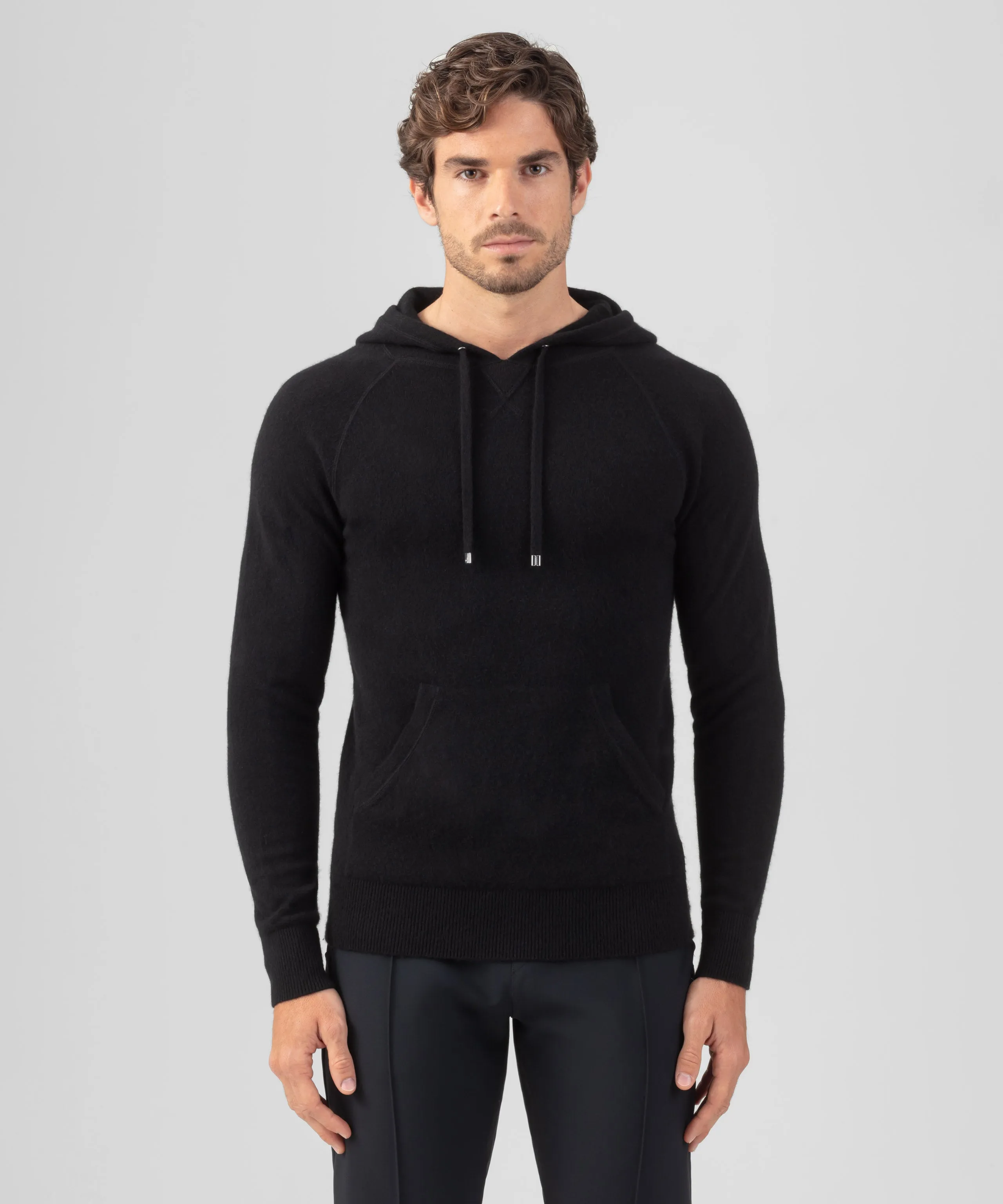 Wool Cashmere Hoodie: Black