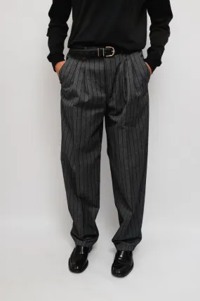 WOOL GREY PINSTRIPED VINTAGE PANTS