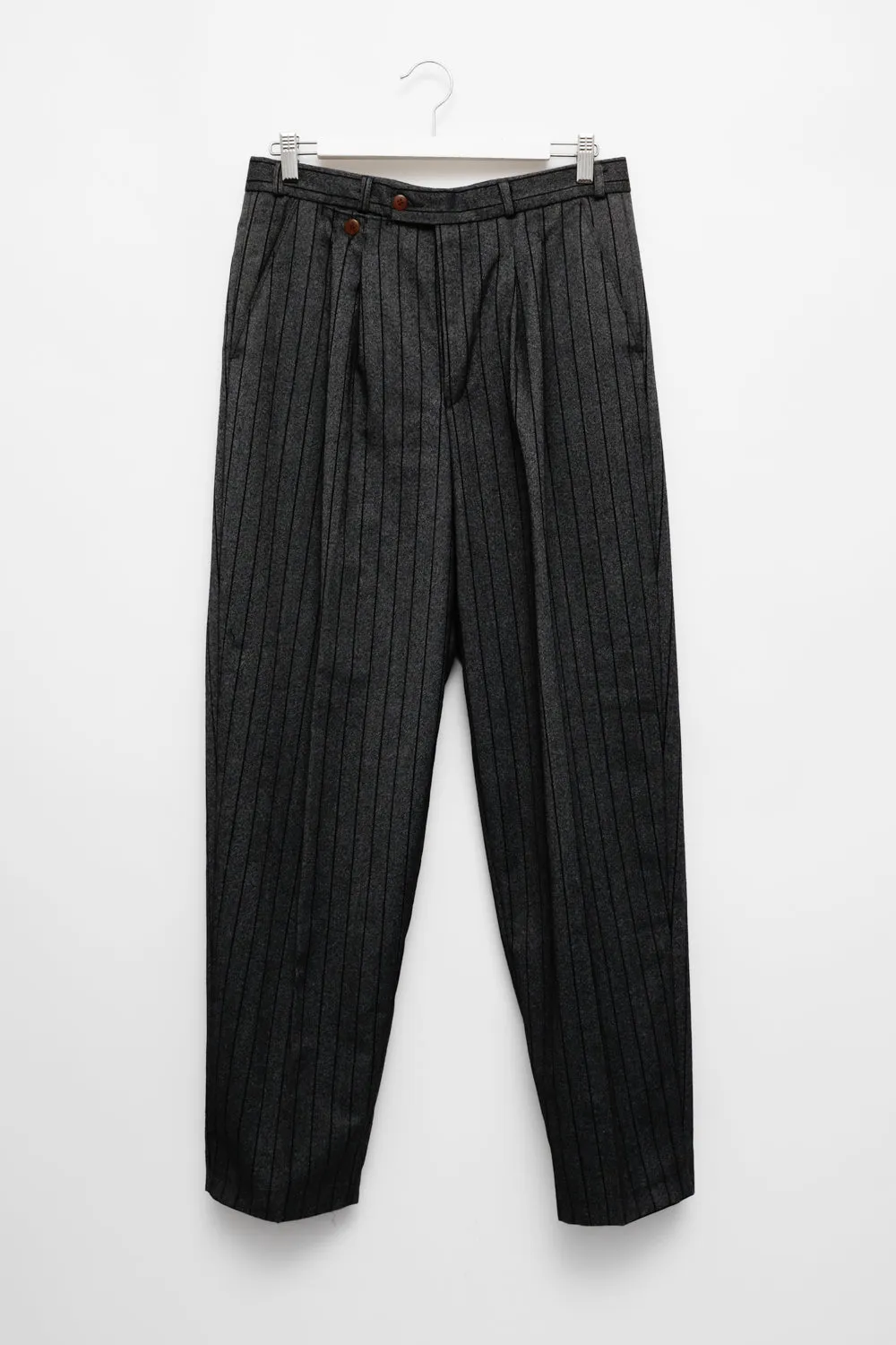 WOOL GREY PINSTRIPED VINTAGE PANTS