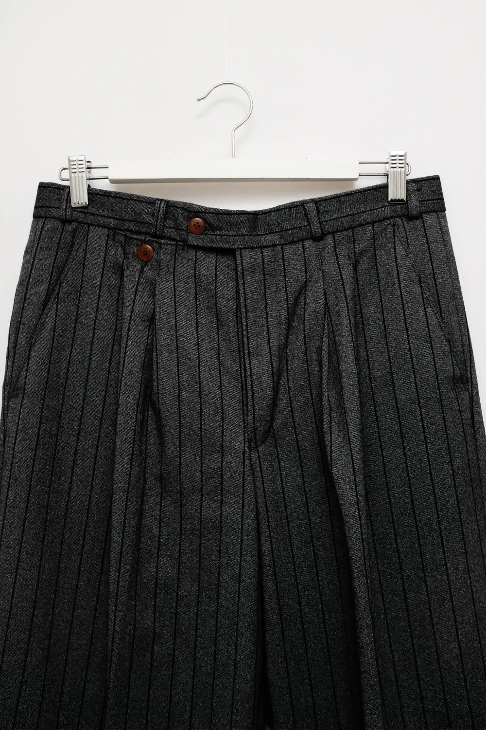 WOOL GREY PINSTRIPED VINTAGE PANTS