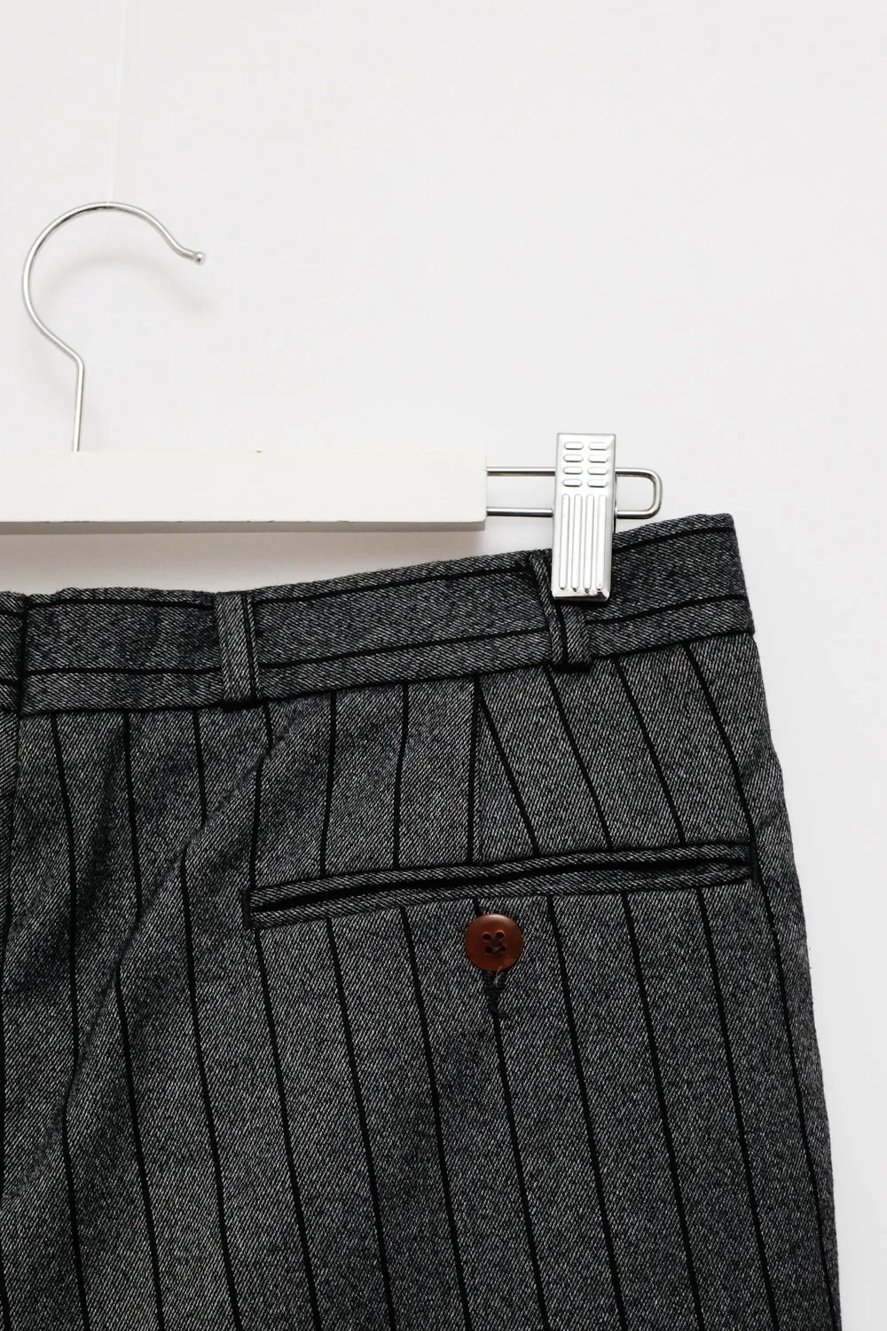 WOOL GREY PINSTRIPED VINTAGE PANTS