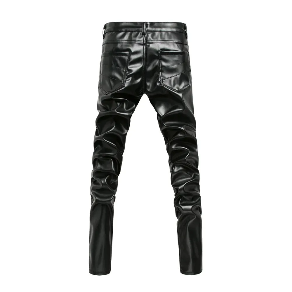 Zipper Decorative Faux Leather Pants